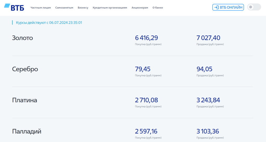 скриншот про ОМС с сайта Банка ВТБ